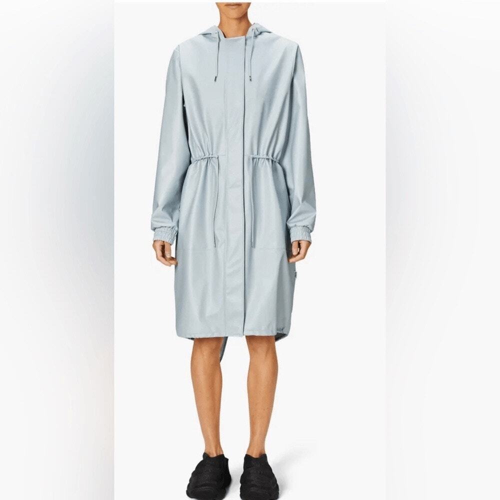 RAINS | String Hooded Sky Blue Drawstring-Waist Parka